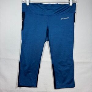 Patagonia Women's Blue Running Capri Leggings‎ Tights With Pockets Size Small